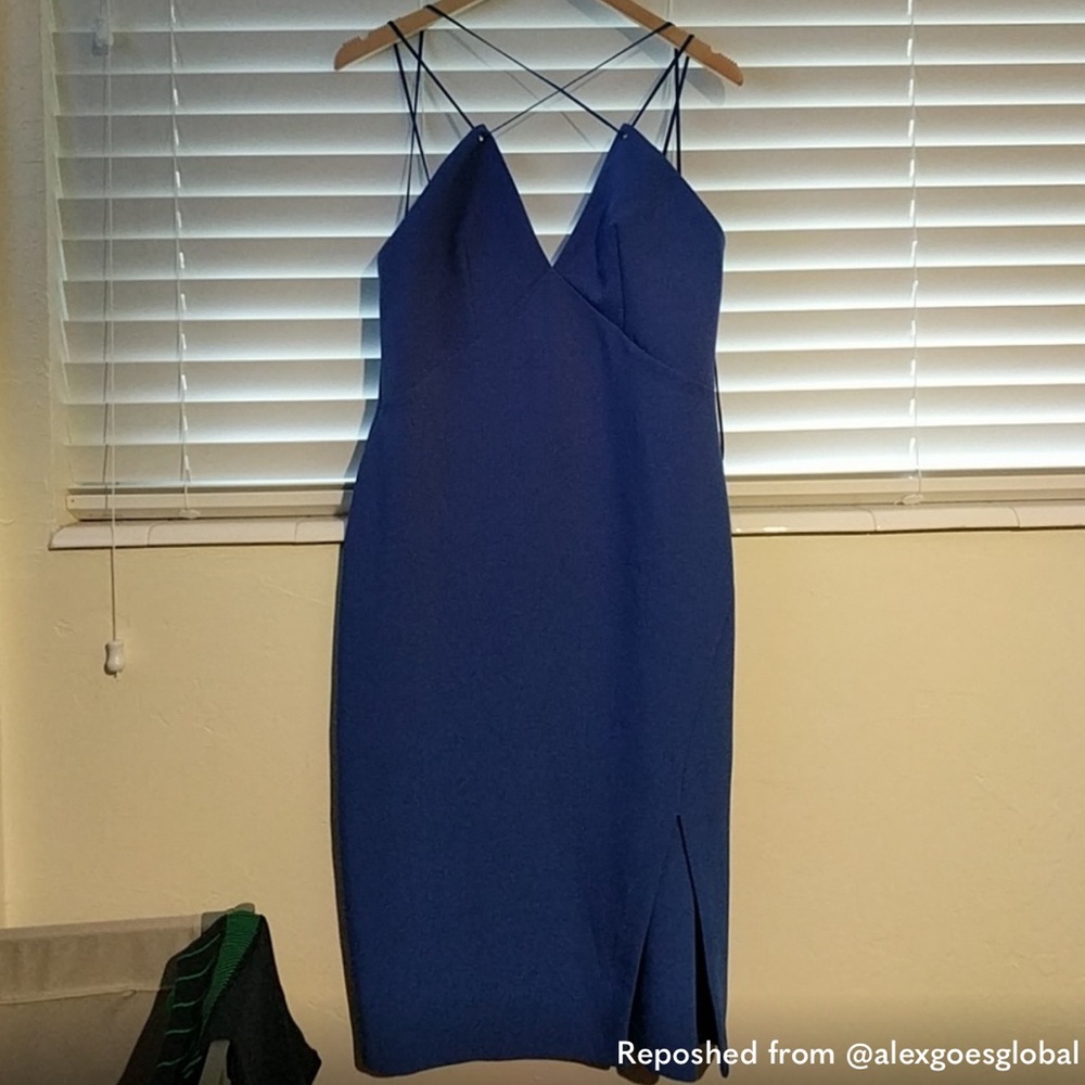 Topshop blue cross front midi dress size 8